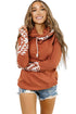 Aztec Print Patchwork Thumb Hole Hoodie
